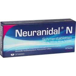 Blaue Packung mit Schmerztabletten namens "Neuranidal N" von Stada.
