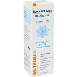 Eine weiße Verpackung mit Nachtkerzen-Hautbalsam für trockene Haut.