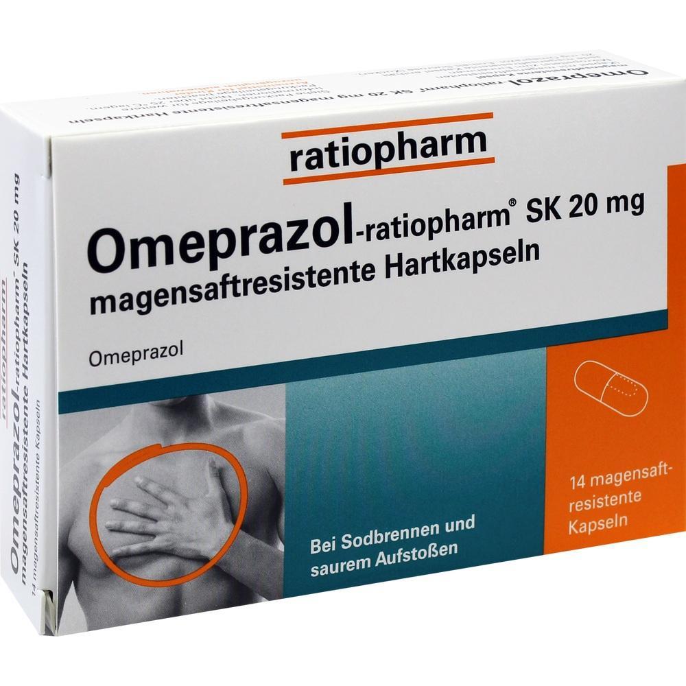 Eine Packung Omeprazol-Kapseln gegen Sodbrennen und sauren Aufstoßen.